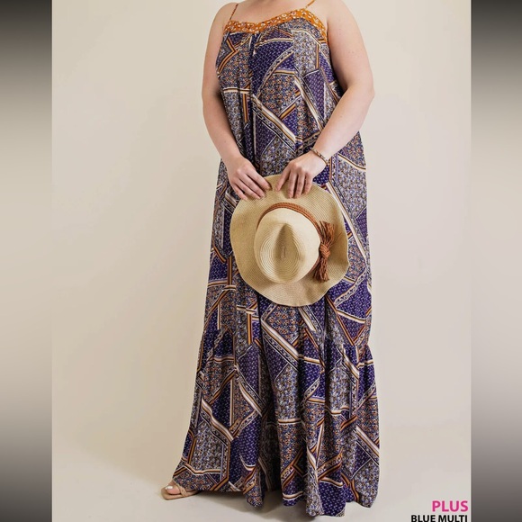 Contrast Scarf Print Boho Wide Leg Jumper - Picture 3 of 4